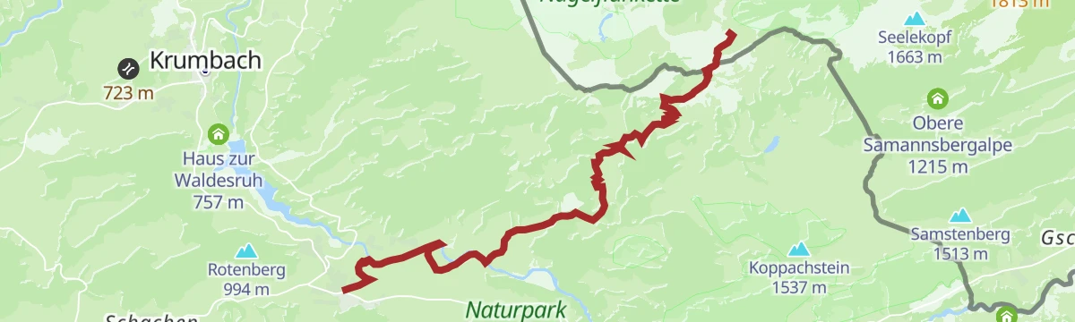 Route map: Hüttenwanderung Naturpark Nagelfluhkette (Etappe 1)